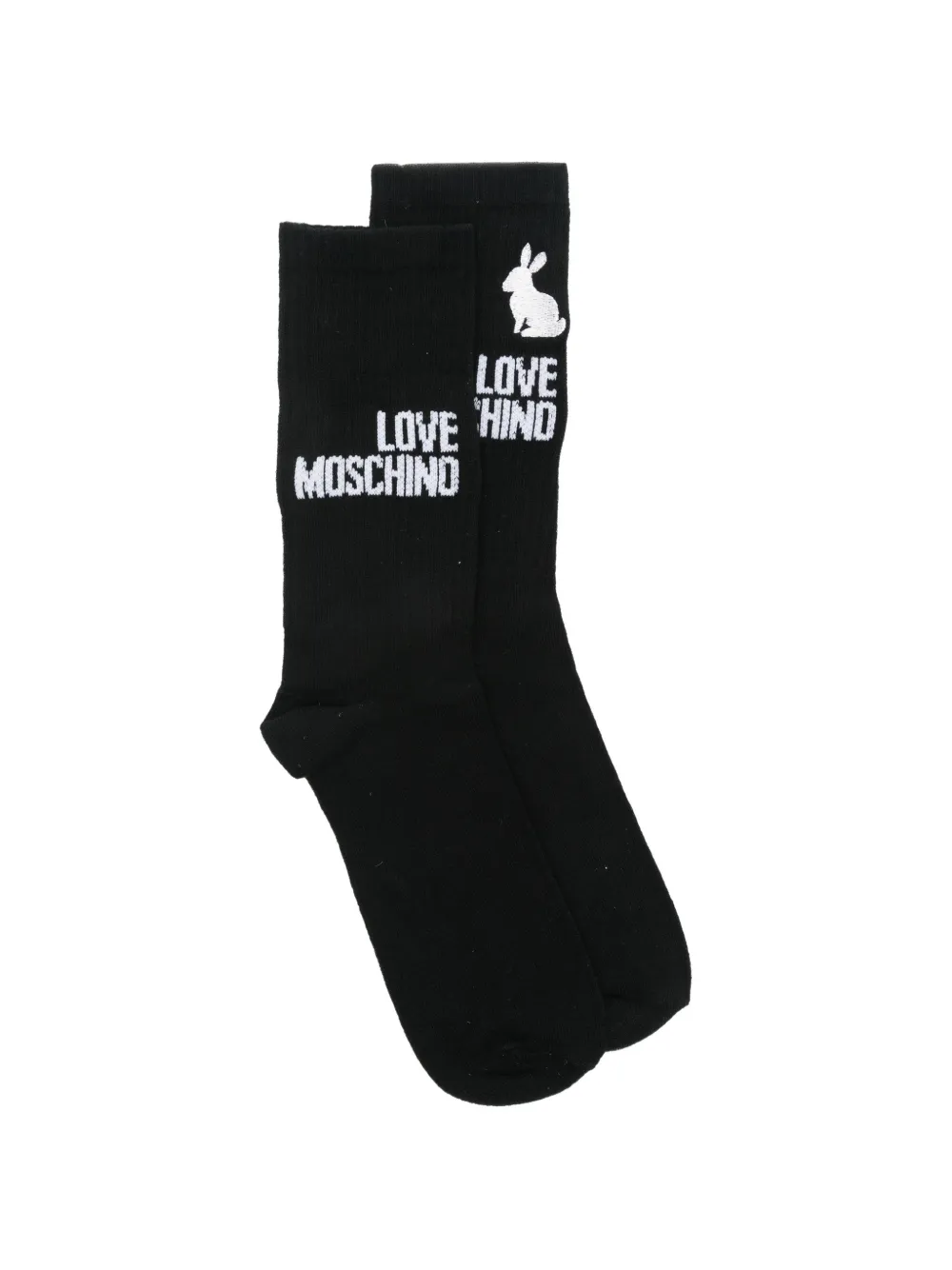 Love Moschino logo-intarsia rabbit-motif socks - Nero