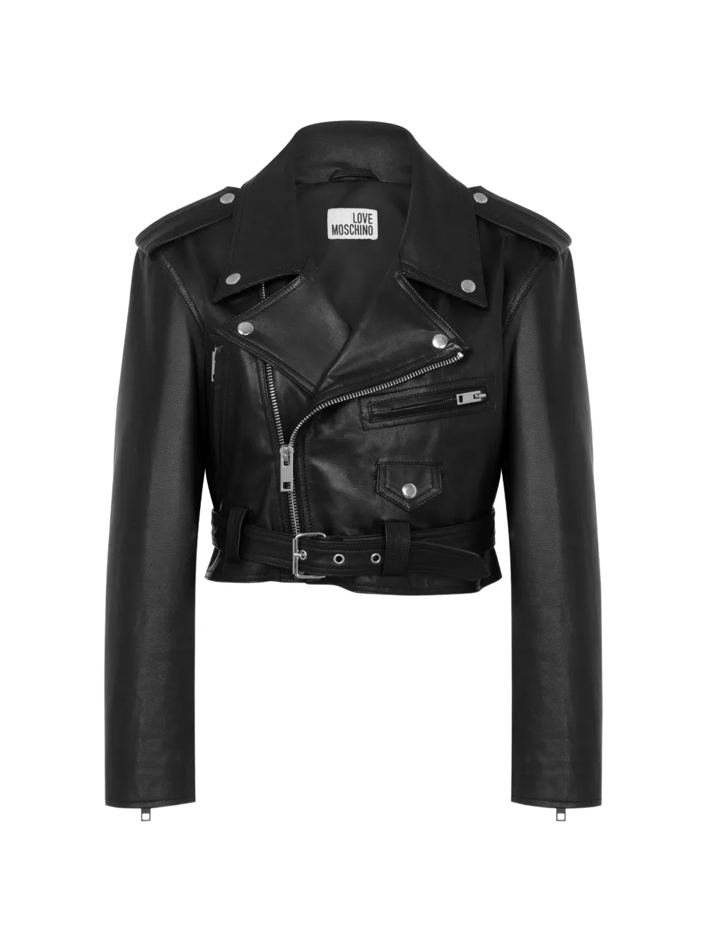 Love Moschino Giacca crop con cintura - Nero