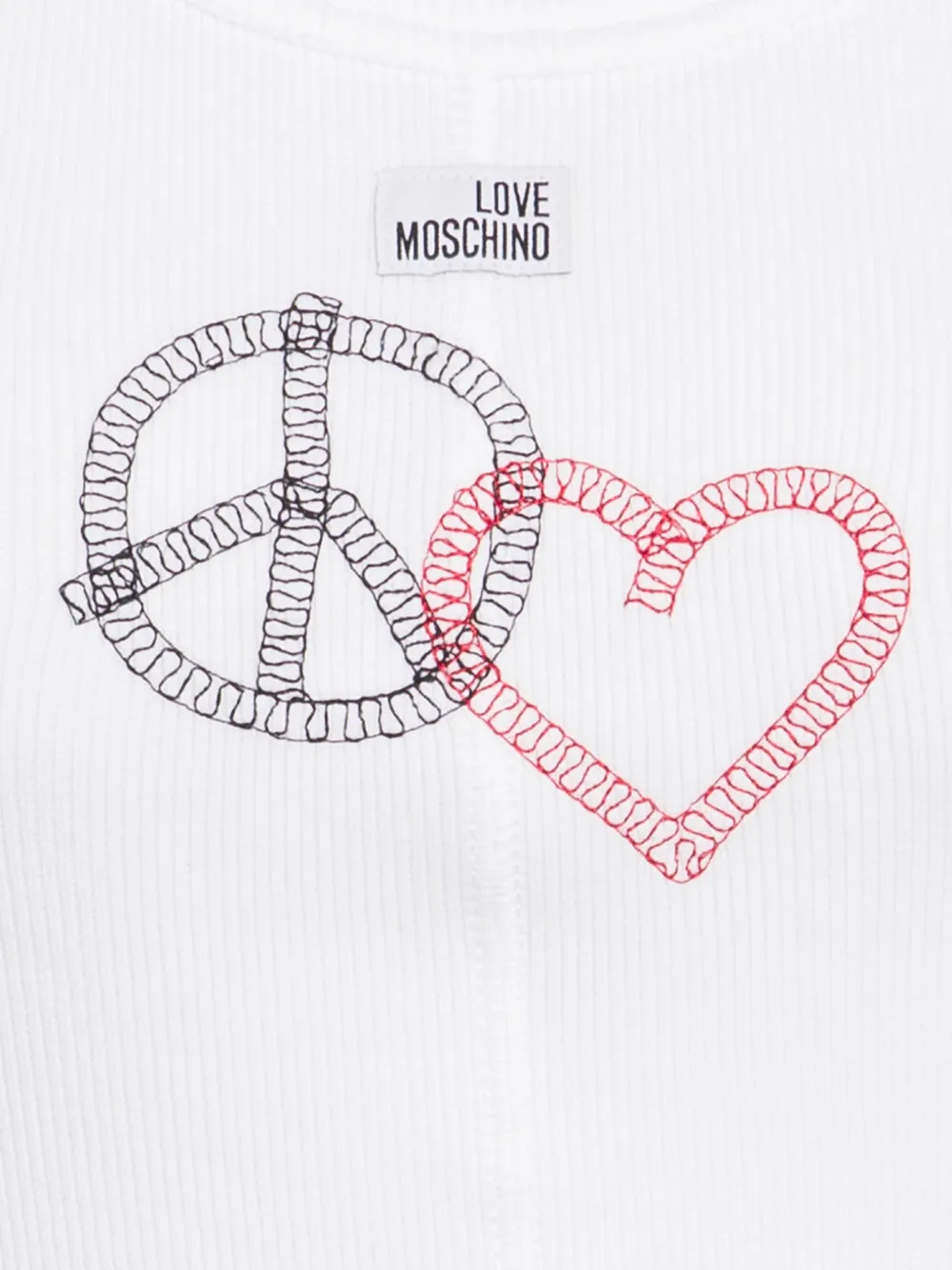 Love Moschino Geribbelde jurk met borduurwerk Wit