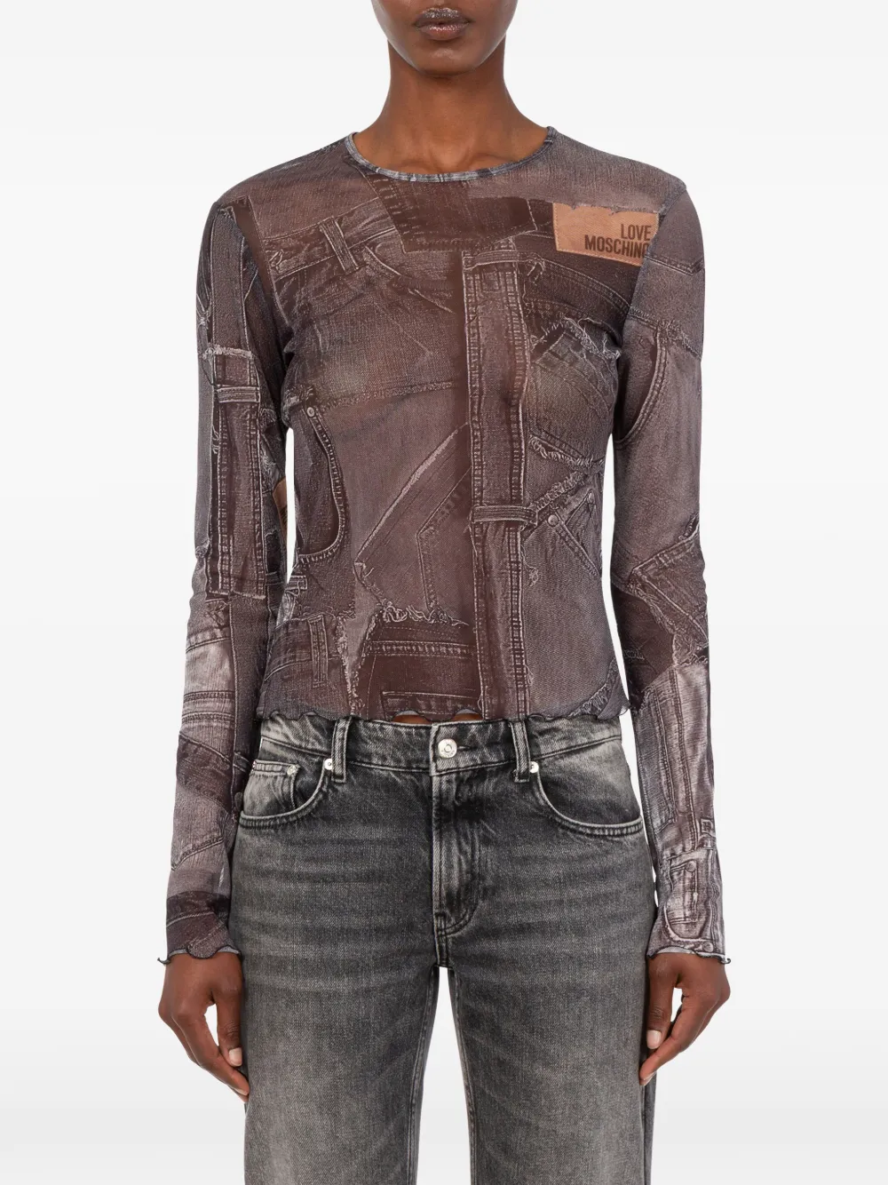 Love Moschino T-shirt met mesh Grijs