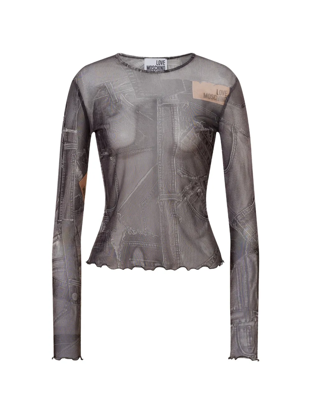 Love Moschino printed mesh T-shirt - Grigio