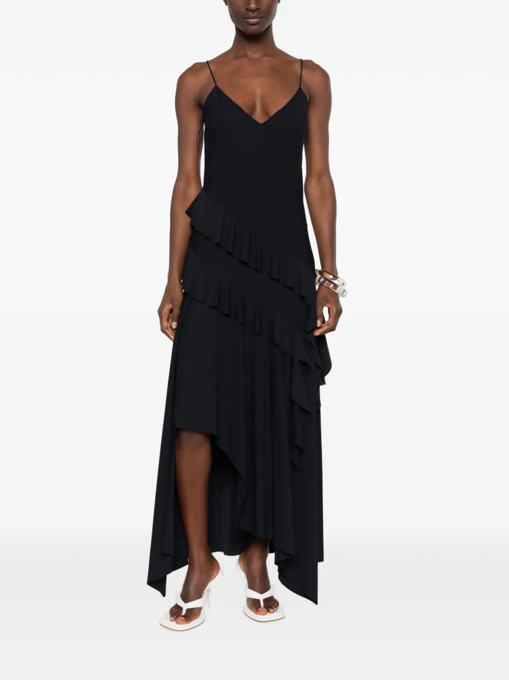 Love Moschino Asymmetrische jurk met ruches Zwart