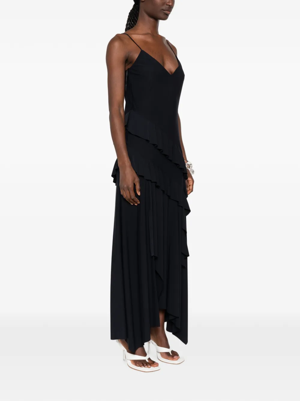 Love Moschino Asymmetrische jurk met ruches Zwart