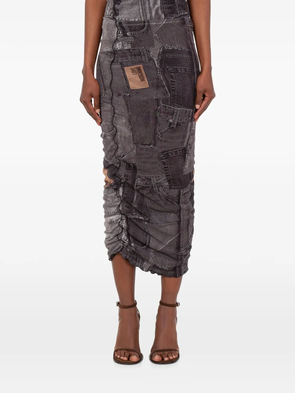 Love Moschino Plooirok met mesh Grijs