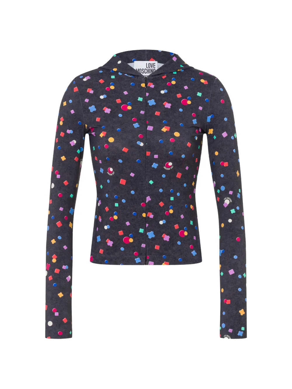Love Moschino T-Shirt mit funktionellem Nylon-Reißverschluss und Print - Schwarz