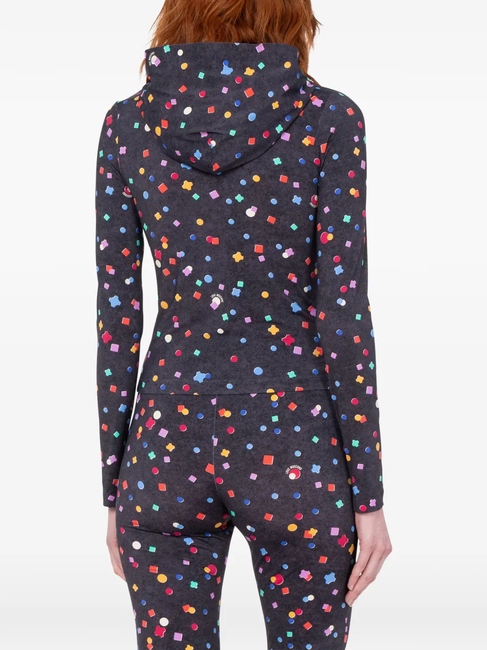 Love Moschino T-shirt met print en nylon rits Zwart