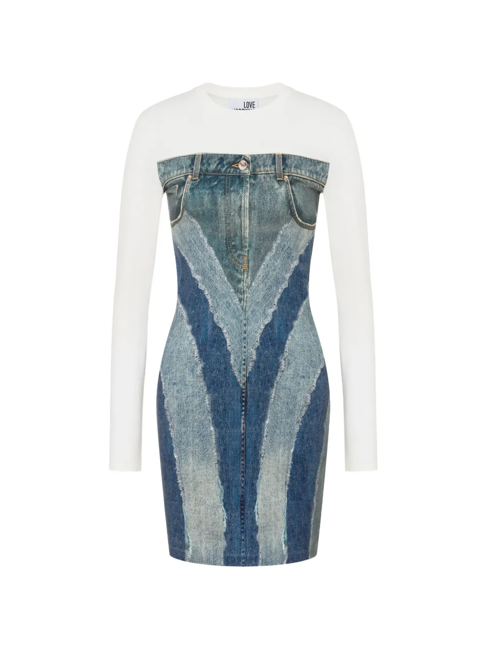 Love Moschino Abito in jersey di cotone elasticizzato con stampa - Blu