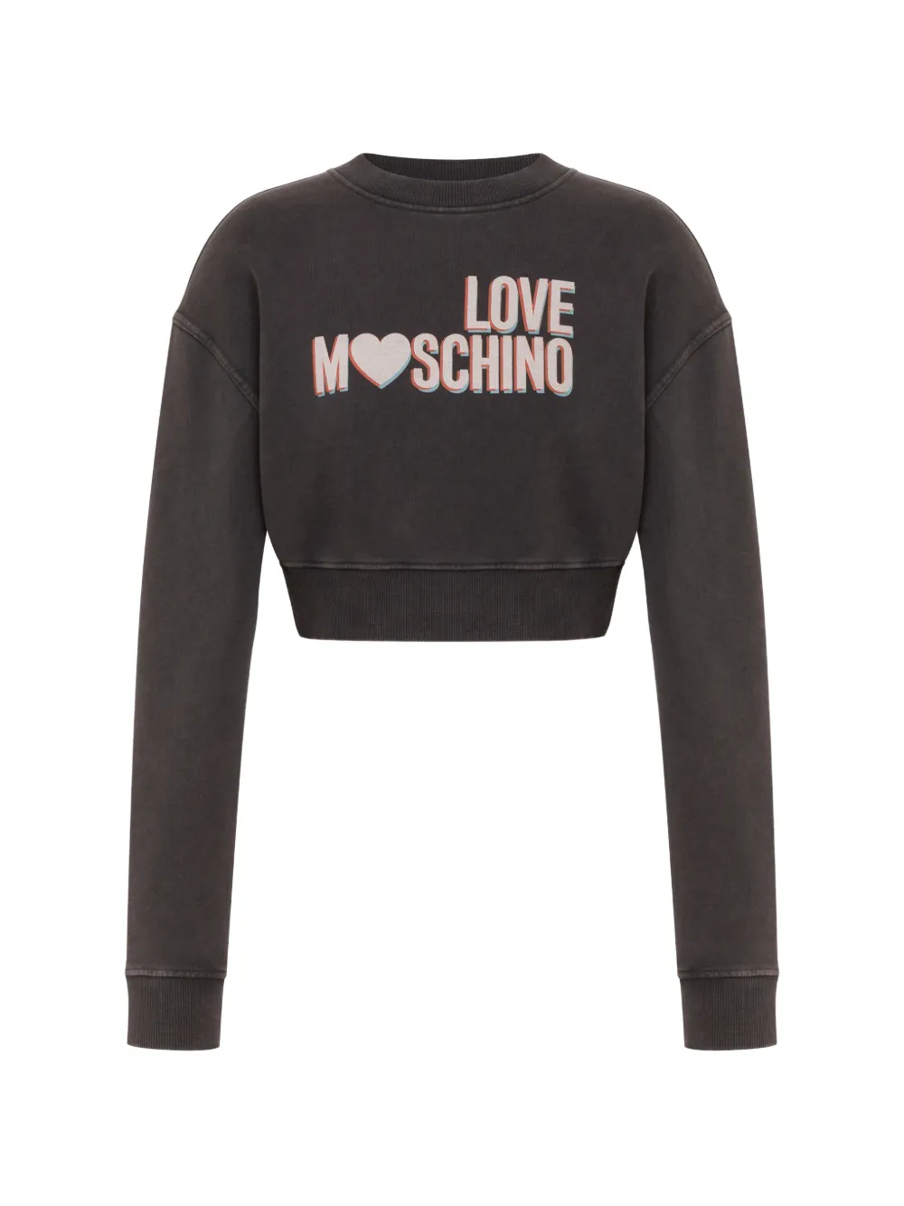 Love Moschino Cropped-Sweatshirt aus Baumwolle mit Print - Grau