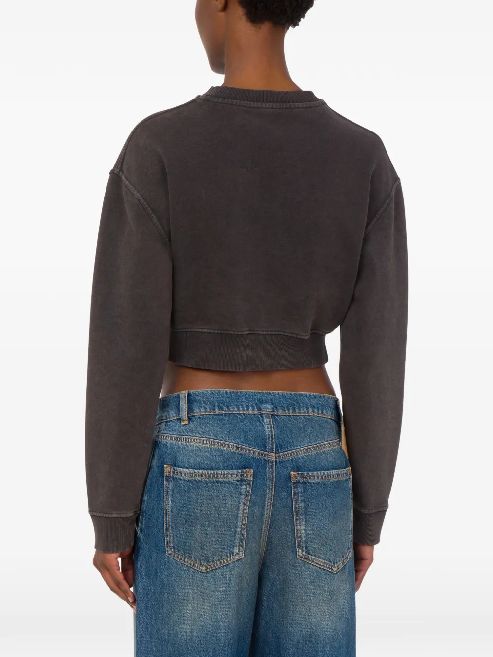 Love Moschino Cropped katoenen sweater met print Grijs