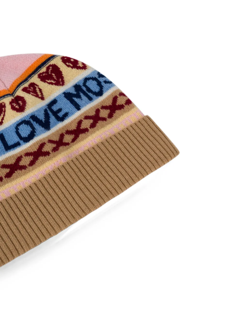 Love Moschino Muts met hart-patroon en logo-intarsia Beige