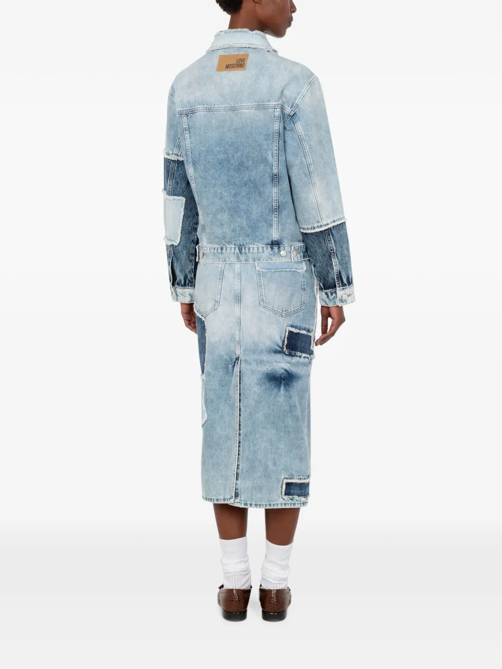 Love Moschino Denim jack met patchwork Blauw