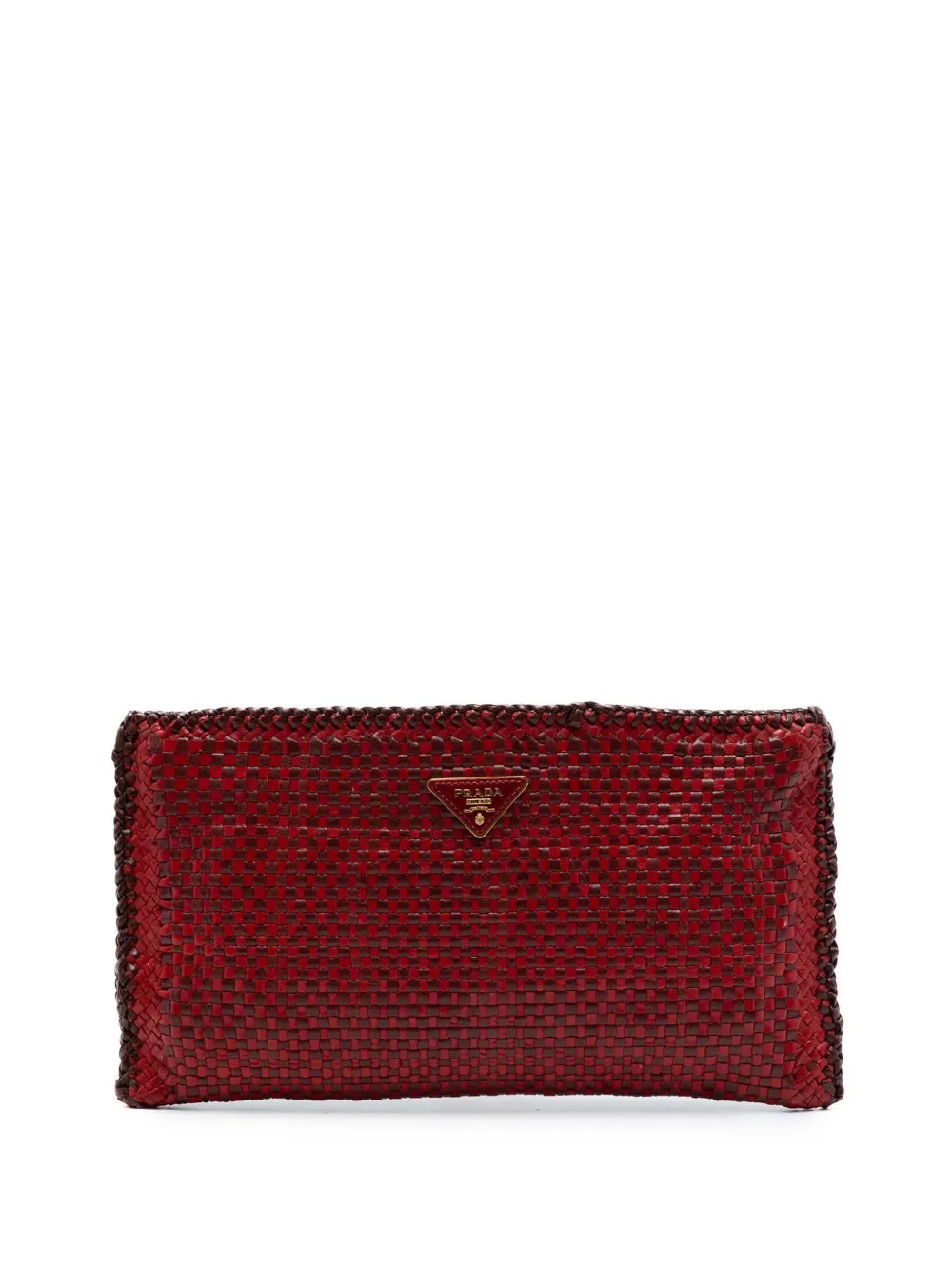 Prada Pre-Owned 2000-2013 Woven Goatskin Madras Zip clutch bag - Rosso