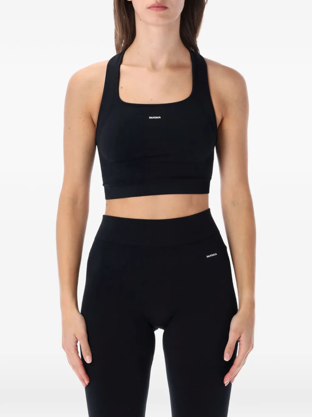 Pangaia logo-print fine-ribbed tank top - Nero