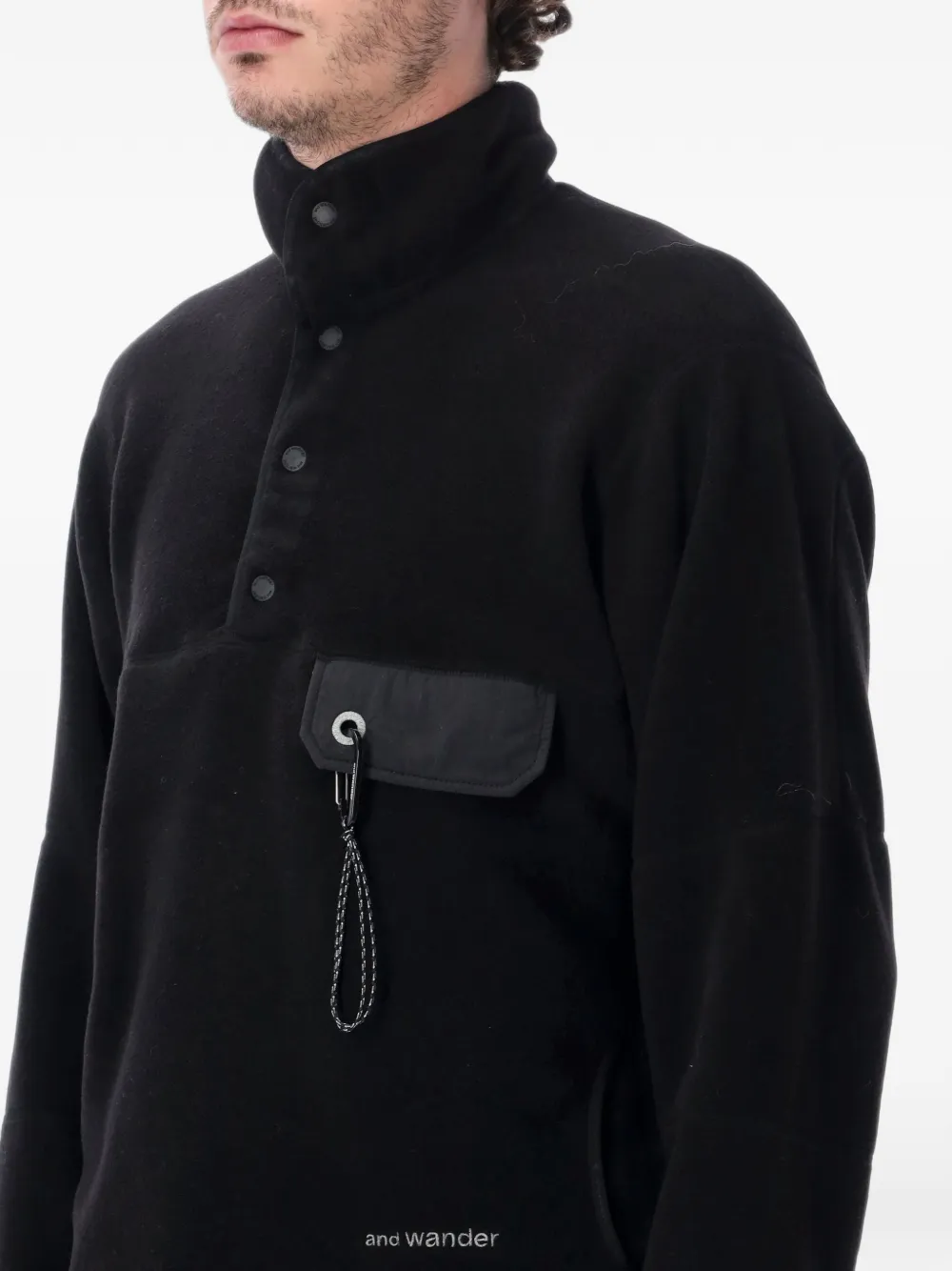 and Wander fleece snap-button sweater Zwart