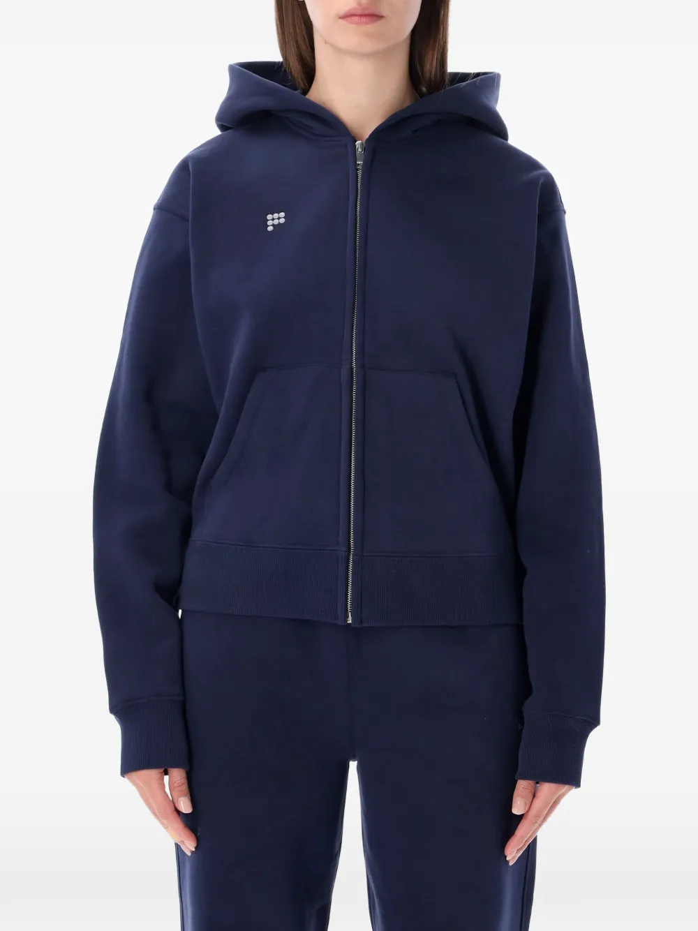 Pangaia logo-print zip-up hoodie - Blu