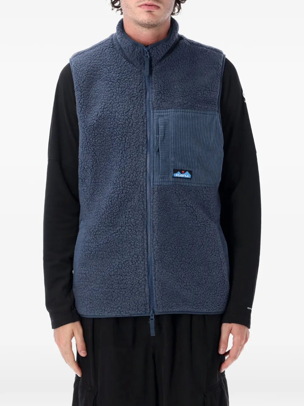KAVU Cooper fleece corduroy-panel gilet - Bleu KAVU Cooper fleece corduroy-panel gilet - Bleu