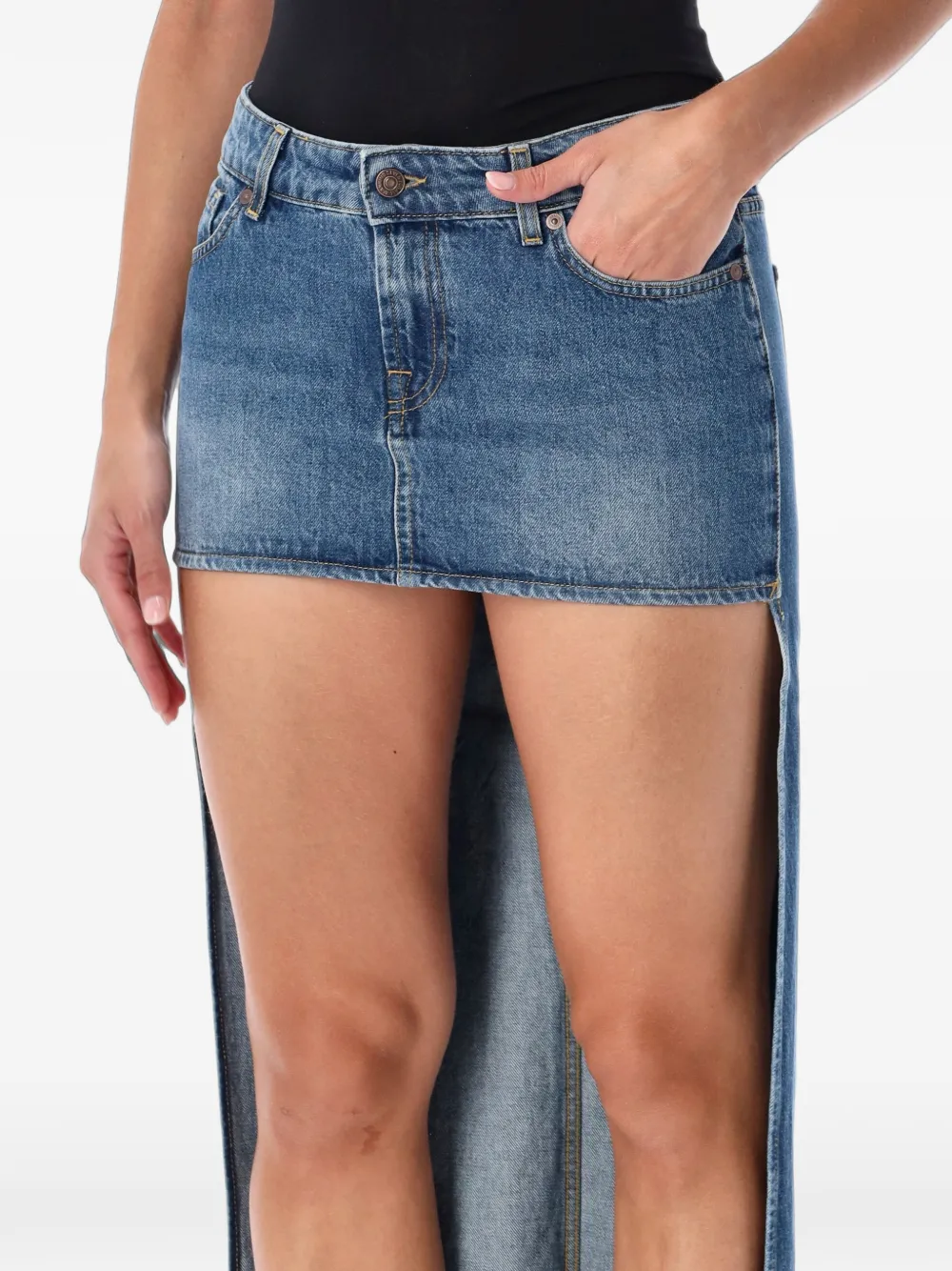 7 For All Mankind Denim rok met asymmetrische zoom Blauw