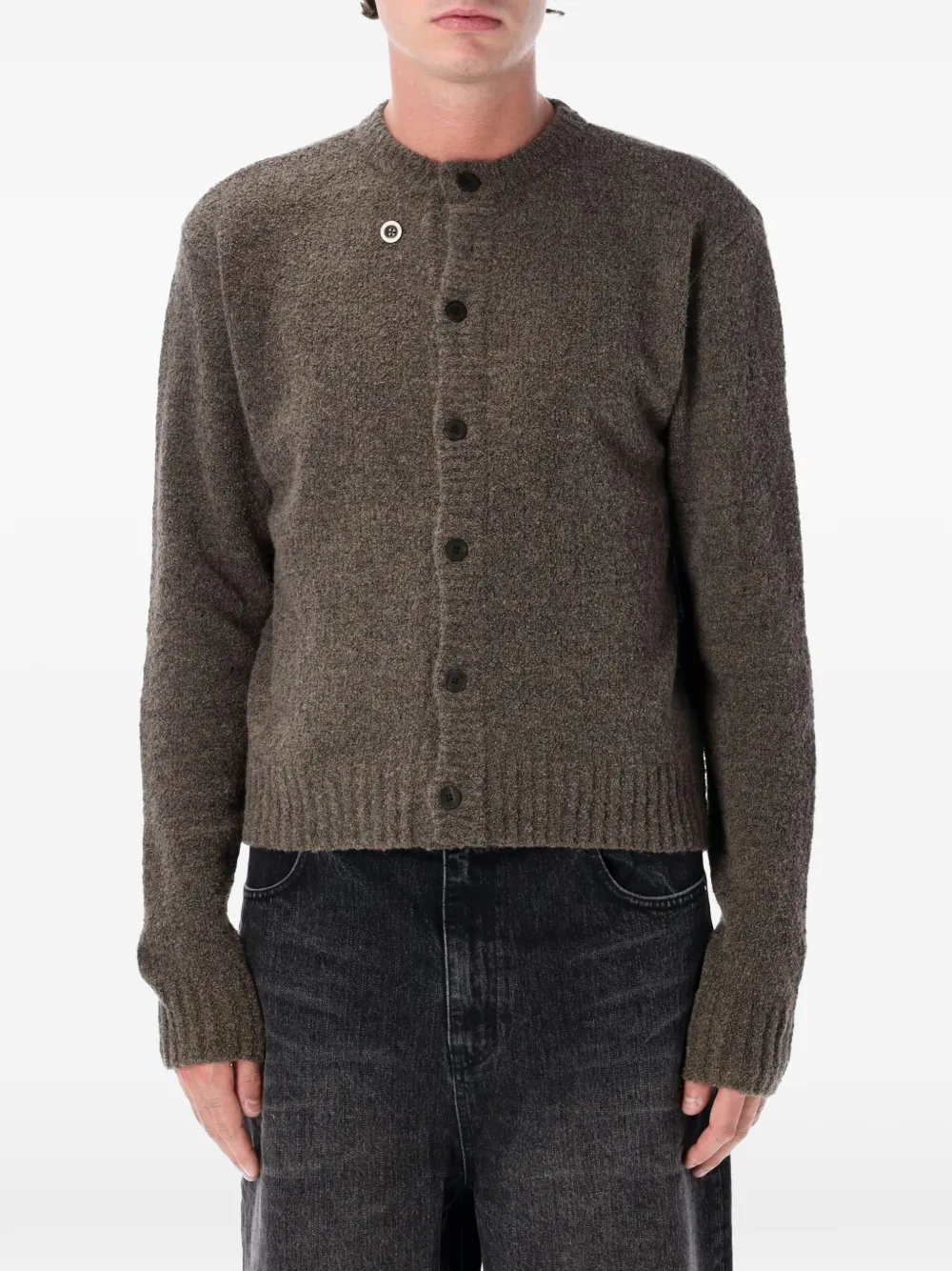 TONYWACK mélange-effect button-up cardigan - Brown