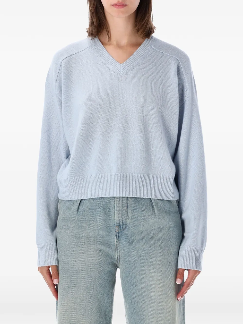 Loulou De Saison Anzor Lds V-neck Sweater In Blue