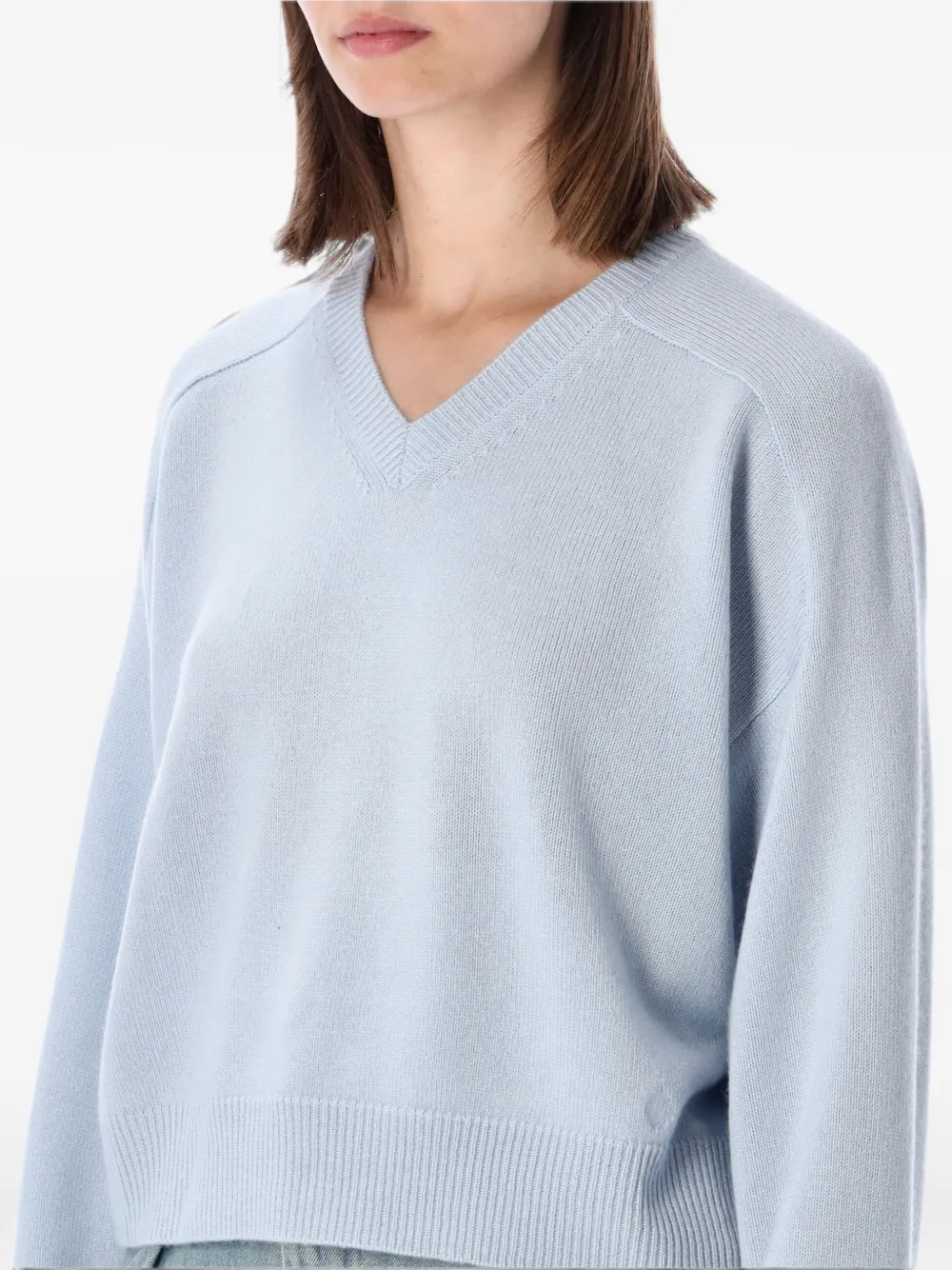 LouLou de Saison Anzor LDS trui met V-hals Blauw