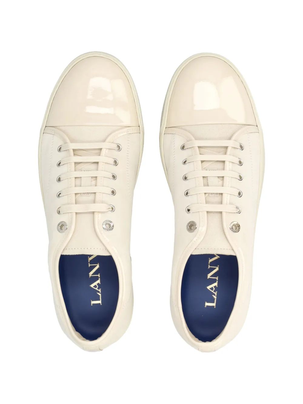 Lanvin patent-toe suede sneakers Beige
