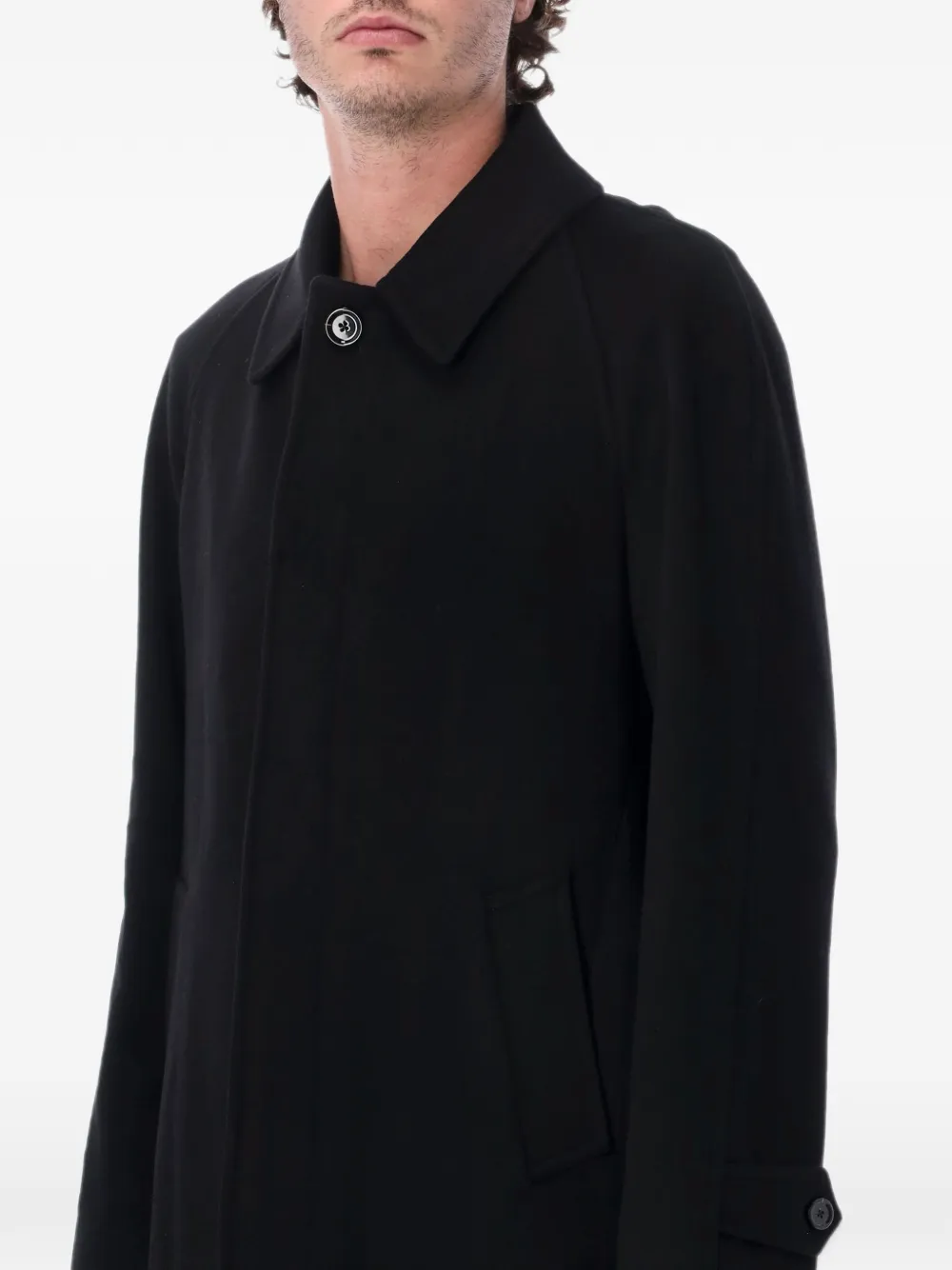 Lardini concealed-front wool coat Zwart