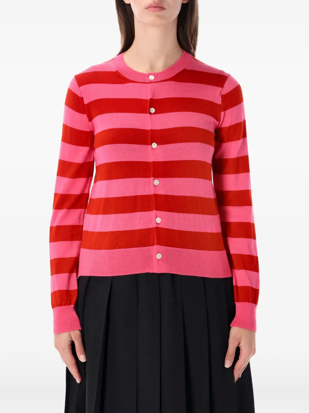 Comme Des Garçons Girl striped button-up cardigan - Rosa