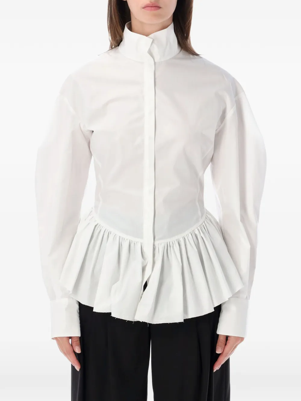 THELATEST Elaine ruffled peplum shirt - White