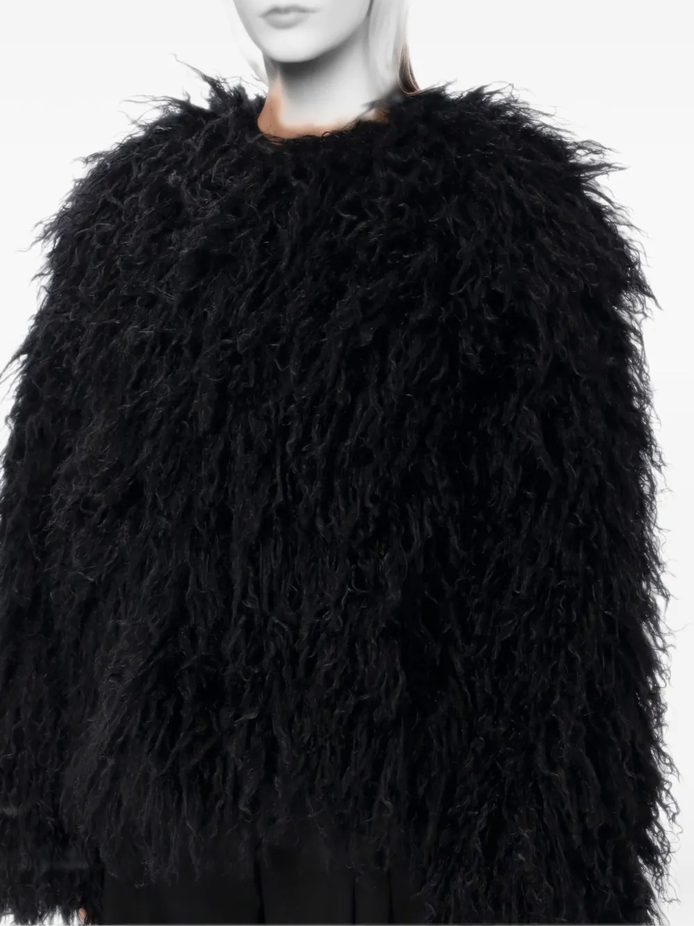 Goldbergh Yua shaggy-texture coat Zwart