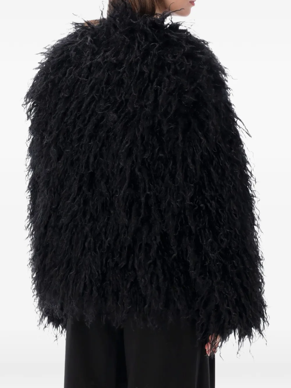 Goldbergh Yua shaggy-texture coat Zwart