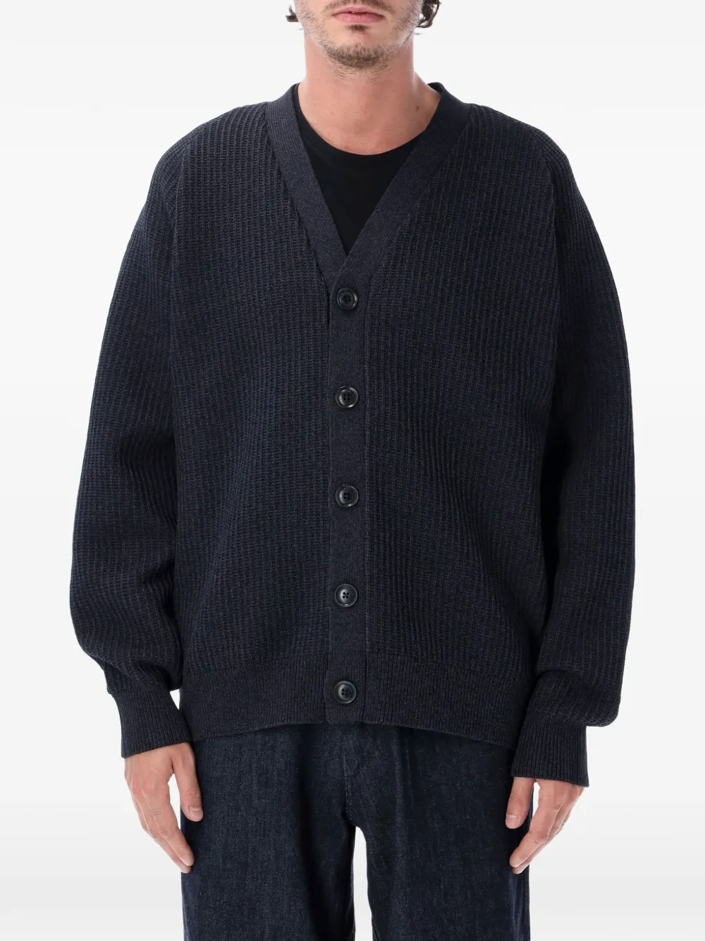 Nanamica ribbed-knit V-neck cardigan - Grigio
