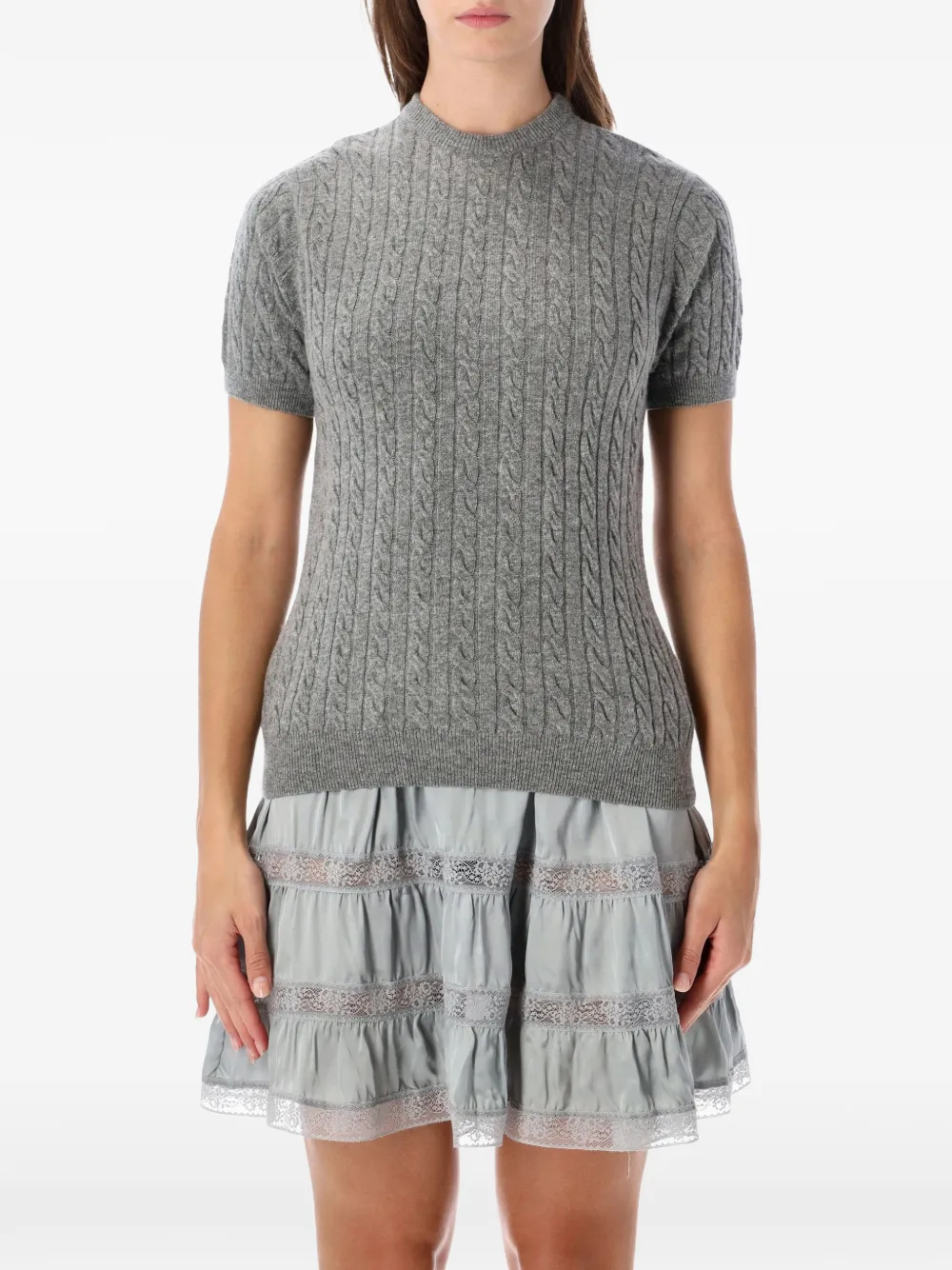 Gimaguas Rina cable-knit short-sleeve sweater - Gris
