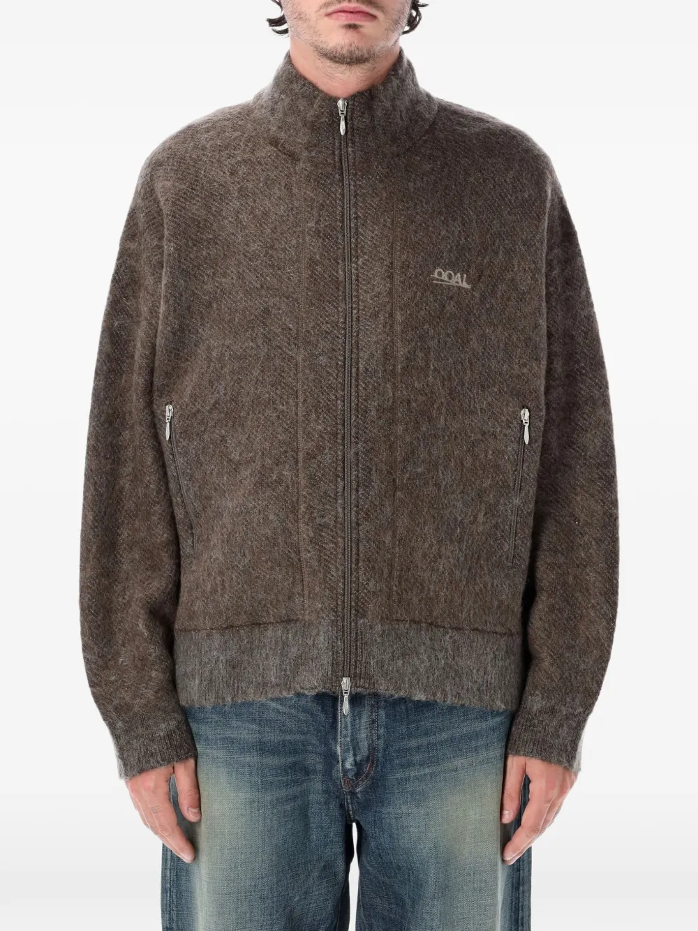 Nanamica OOAL zip-up mohair-blend cardigan - Braun
