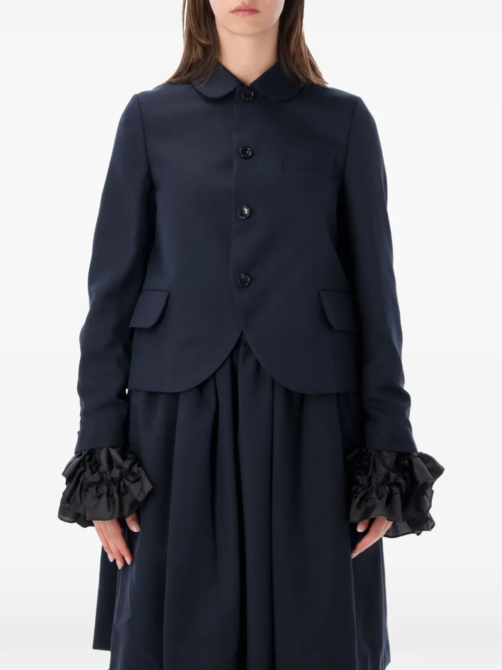 Comme Des Garçons Girl ruffled-cuff peter pan-collar jacket - Bleu
