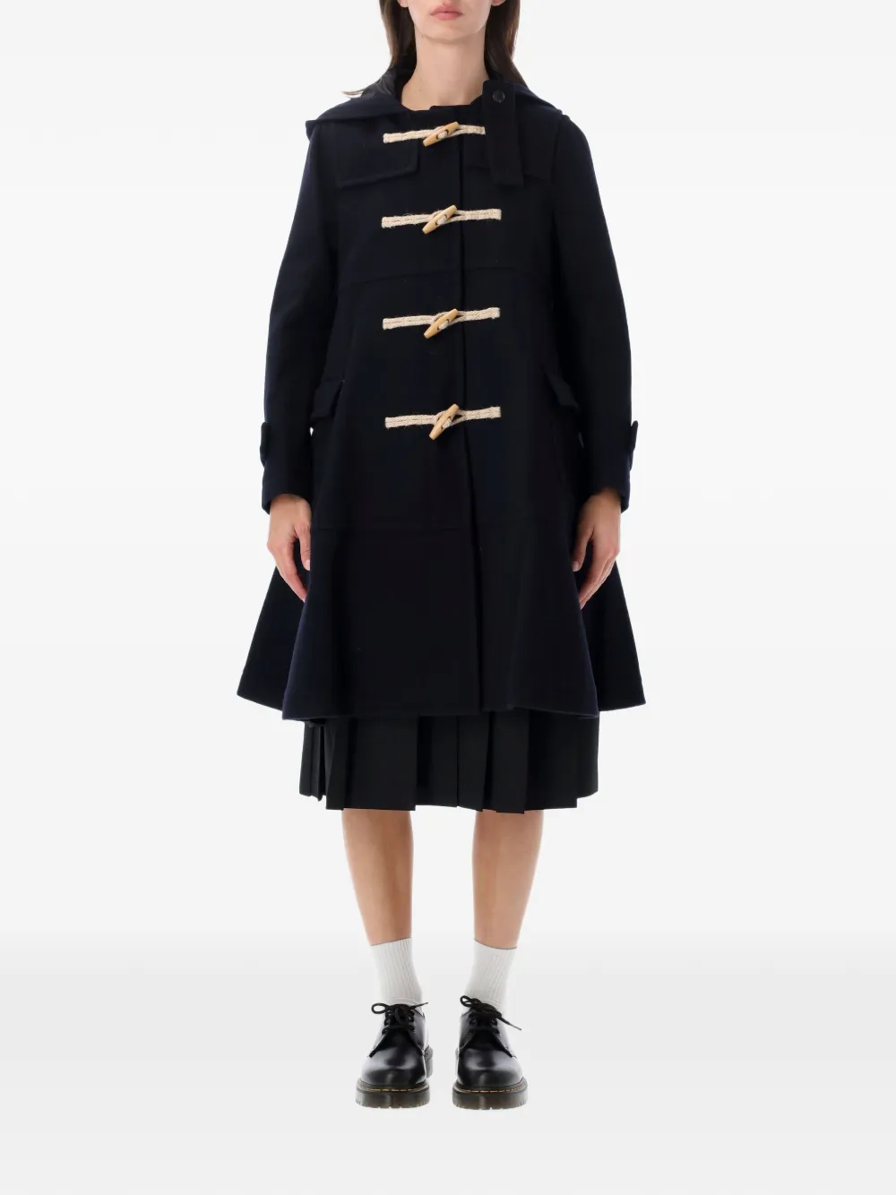 Comme Des Garçons Girl toggle-fastening hooded coat Blauw