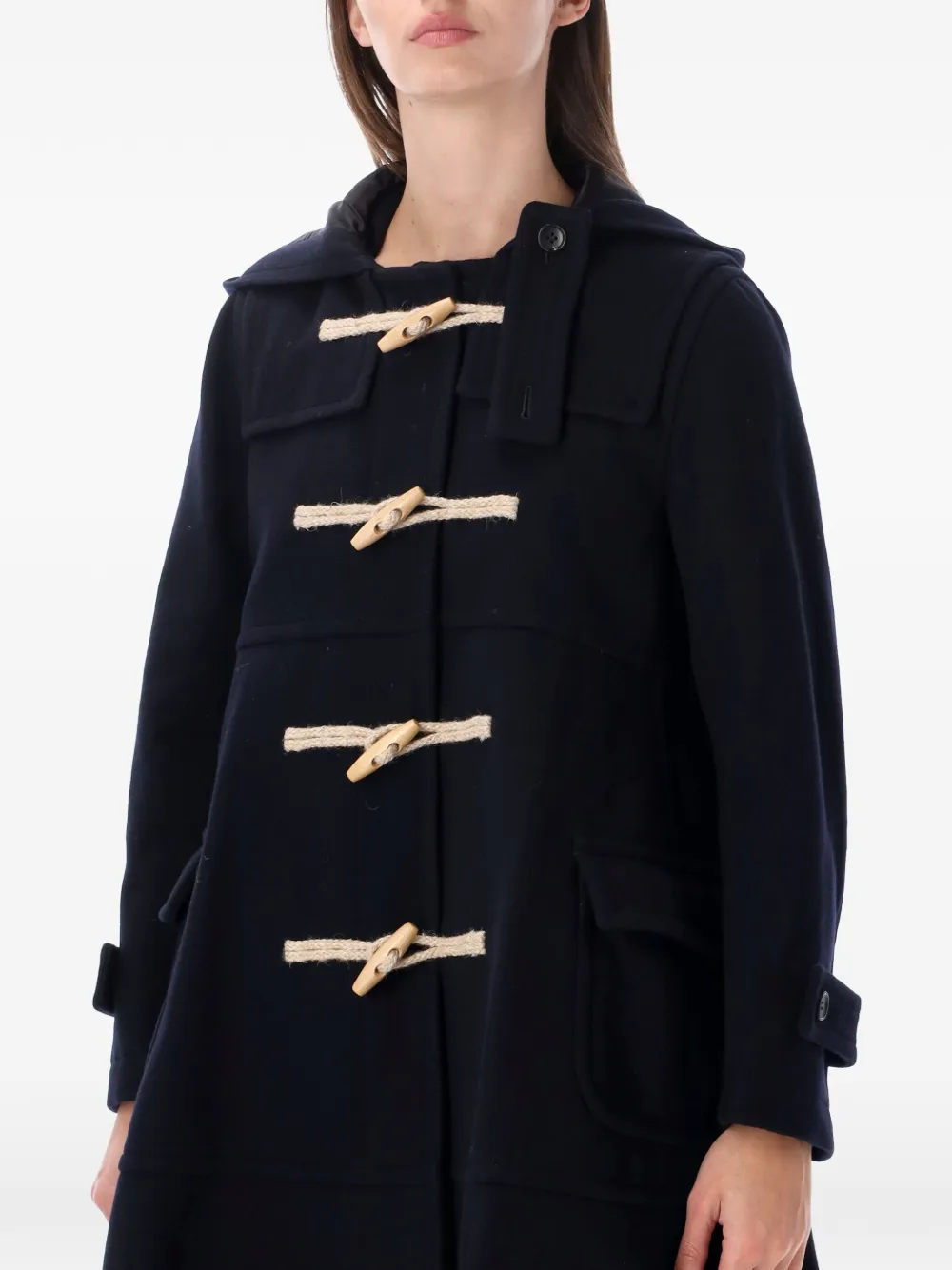 Comme Des Garçons Girl toggle-fastening hooded coat Blauw