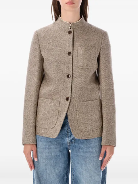 Fortela Fanny herringbone-pattern band-collar blazer