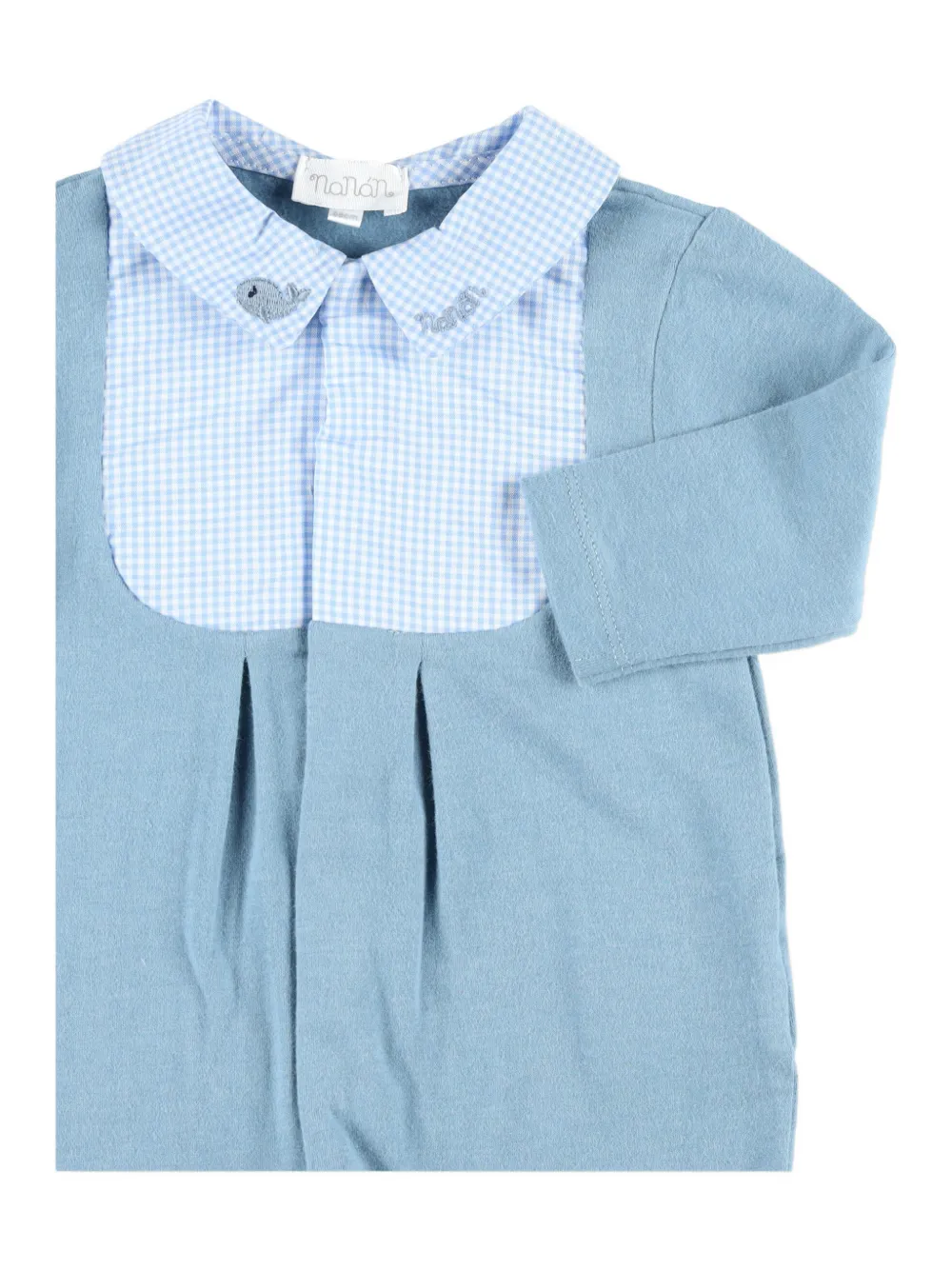 NANAN Pyjama met gingham-ruit en geborduurde walvis Blauw