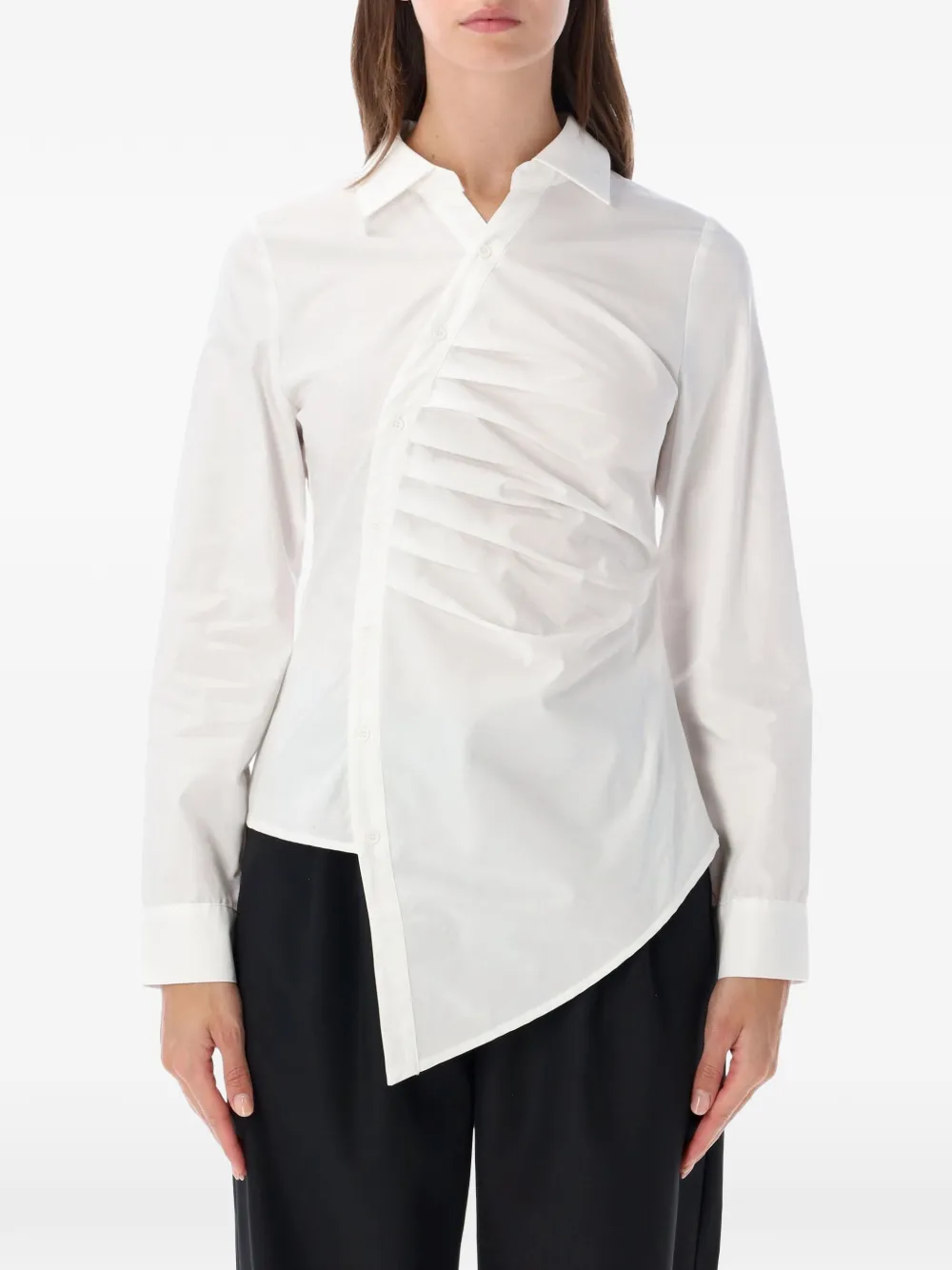 OpéraSPORT Luduvica ruched asymmetric-hem shirt - Weiß