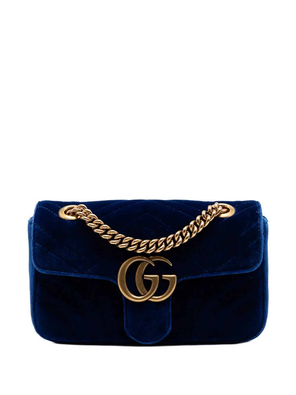 Gucci Pre-Owned 2016-2026 Small GG Marmont Matelasse Velvet shoulder bag - Blu