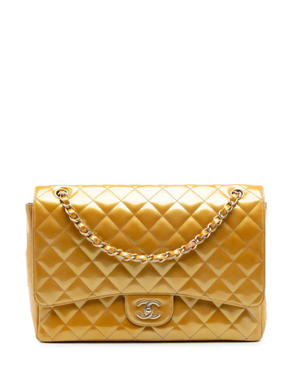 CHANEL Pre-Owned 2009-2010 Maxi Classic Patent Single Flap shoulder bag - Oro