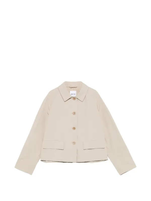 ASPESI Raglan-sleeve Button-up Jacket in Neutrals