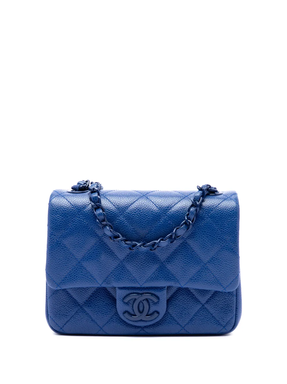 CHANEL Pre-Owned 2019 Mini Square Quilted Caviar CC Incognito Single Flap crossbody bag - Blu