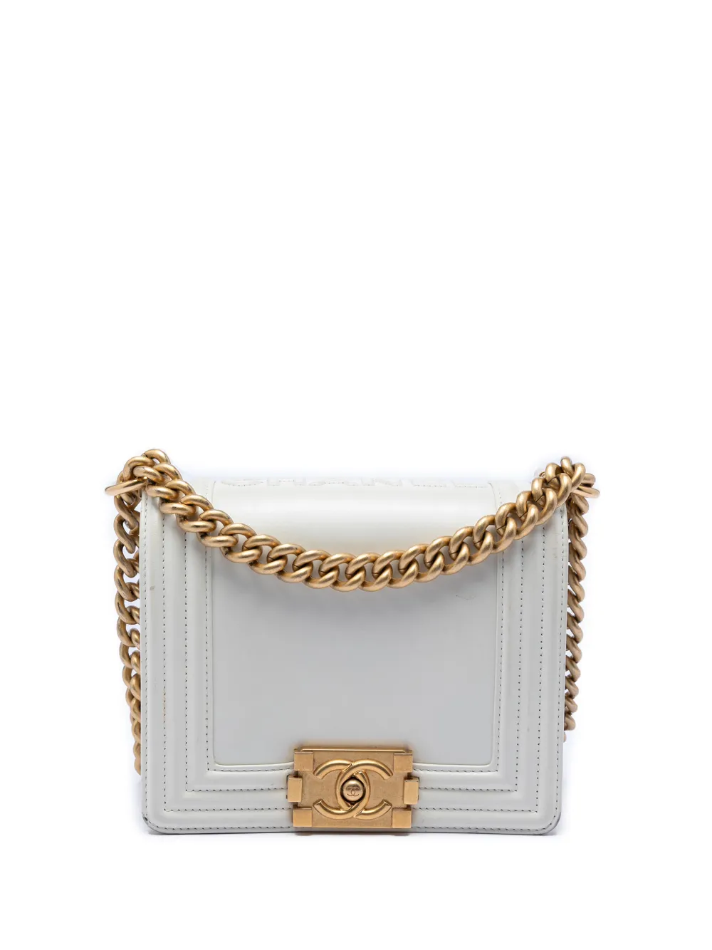 CHANEL Pre-Owned 2021-2026 Square Calfskin Boy Reverso Flap crossbody bag - Bianco