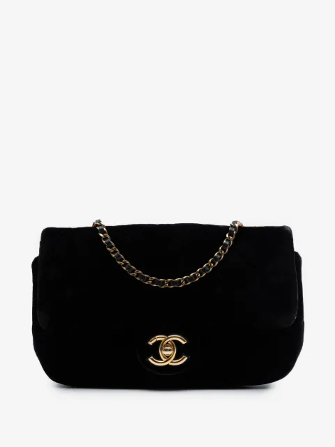 CHANEL Pre-Owned 2015-2016 Small Quilted Velvet CC Eyelet Flap crossbody bag