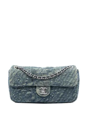 CHANEL Pre-Owned キルティング ベルベット ショルダーバッグ | ブルー