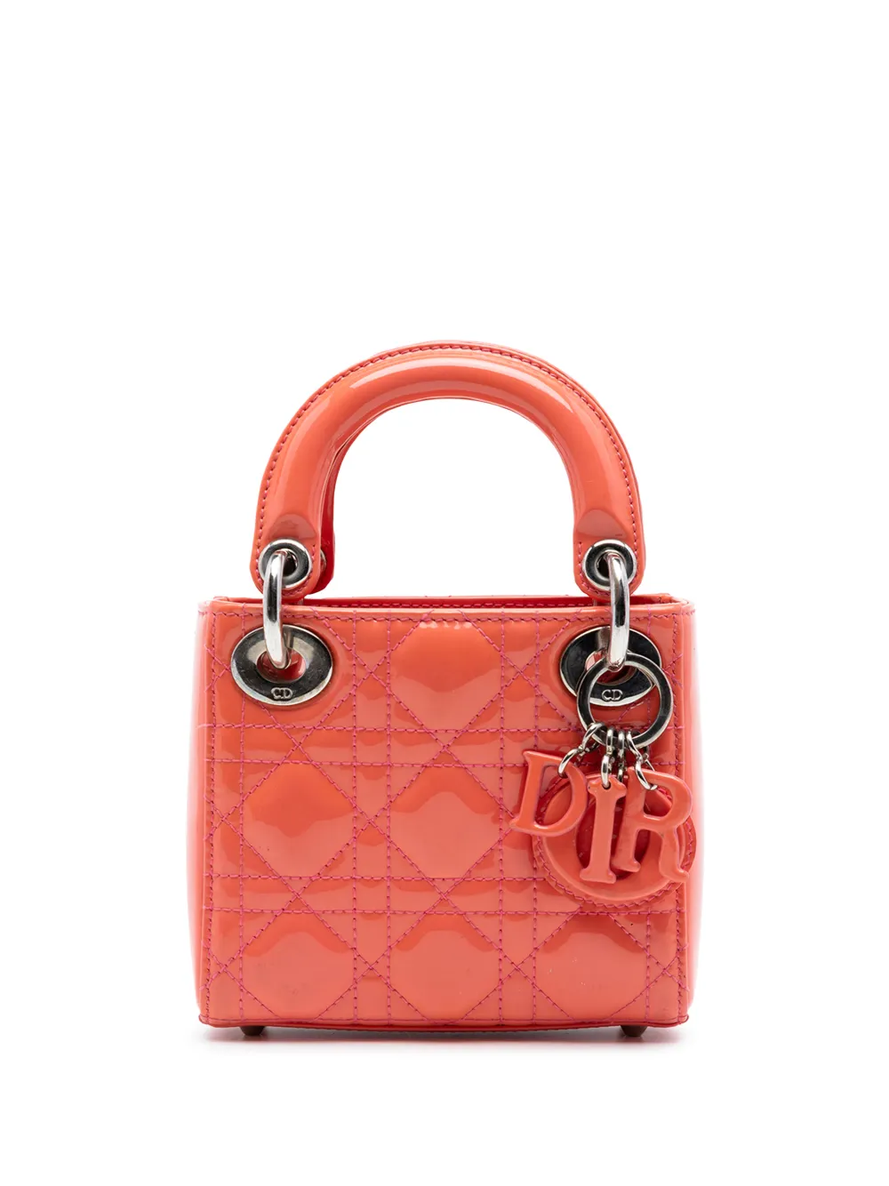 Christian Dior Pre-Owned 2016 Micro Patent Cannage Lady Dior satchel - Rosa