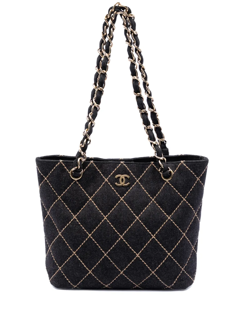 CHANEL Pre-Owned 2003-2004 CC Wool Wild Stitch tote bag - Grau