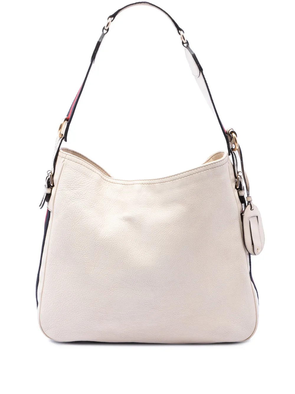Gucci Pre-Owned 2016-2026 Medium Pebbled Calfskin Web Heritage shoulder bag - Weiß