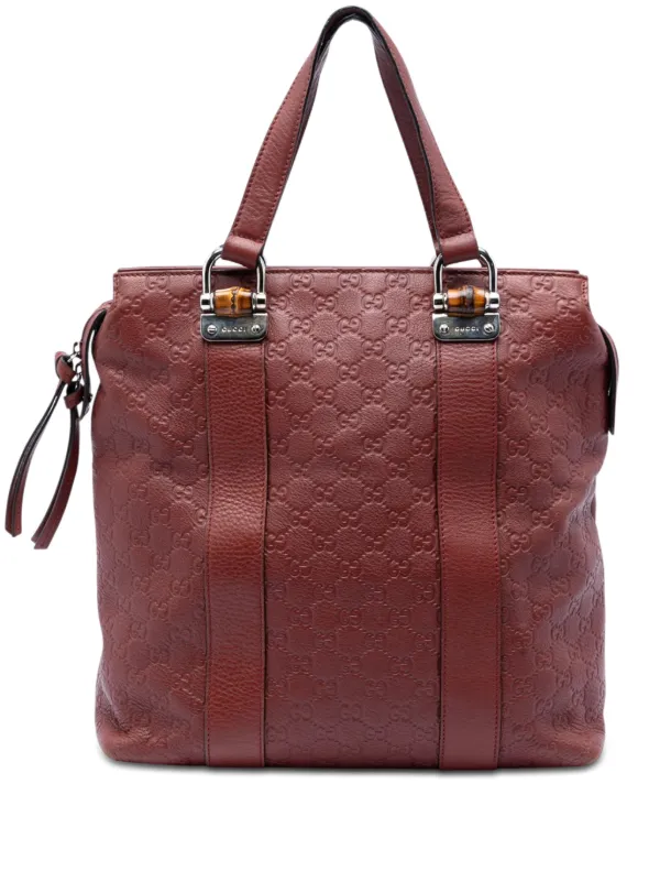 Gucci Pre-owned 2016-2026 Guccissima Tender Bamboo Bar Tote Bag in Red